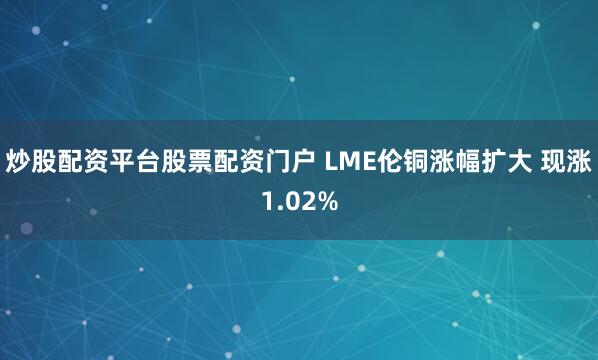 炒股配资平台股票配资门户 LME伦铜涨幅扩大 现涨1.02%