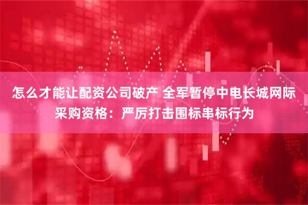 怎么才能让配资公司破产 全军暂停中电长城网际采购资格：严厉打击围标串标行为