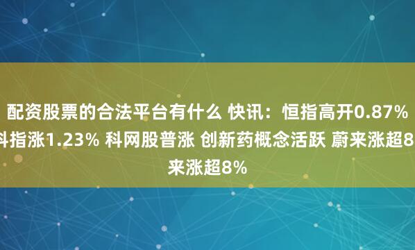 配资股票的合法平台有什么 快讯：恒指高开0.87% 科指涨1.23% 科网股普涨 创新药概念活跃 蔚来涨超8%